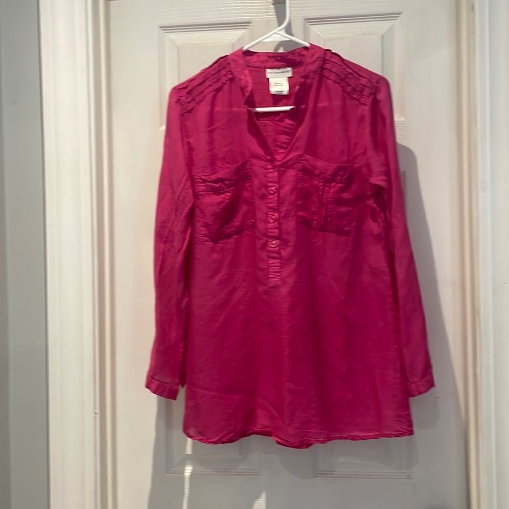 Soft Surroundings 100% rayon button down SZ small hot pink